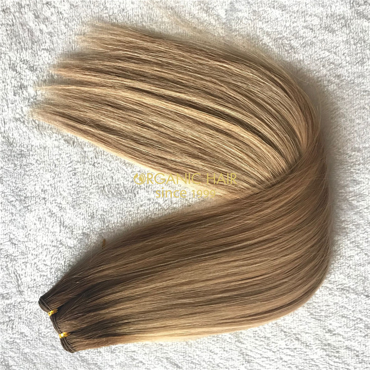 Rooted color human full cuticle hand tied wefts hair X199